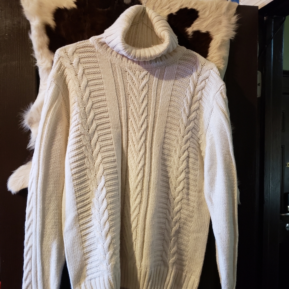 MENS INSERCH TURIENECK KNIT SWEATER SIZE L WHITE